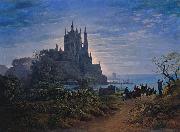 Karl friedrich schinkel Gothic Church on a Rock by the Sea oil painting on canvas